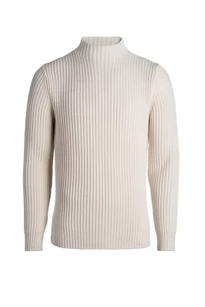 Round neck sweater made of merino wool, wide rib knit