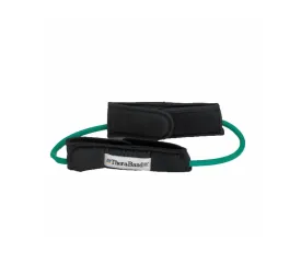 THERABAND Resistance Tubes, Professional Latex Elastic Tubing For Physical Therapy, Lower Pilates, At-Home Workouts, & Rehab, 12 Inch With Padded Cuffs, Green, Heavy, Intermediate Level 1
