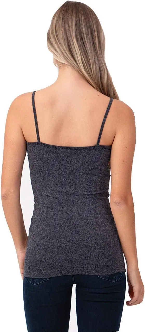 Women Sexy Criss Cross Front Spaghetti Strap Basic Round HollowOut Neck Seamless Camisole Tank Top